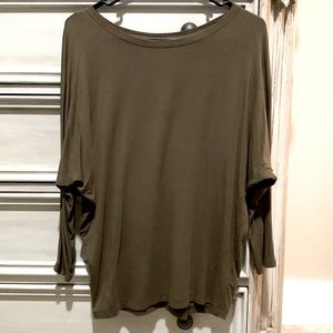 Army Green - Tahari Boatneck Dolman Sleeve Top - Medium